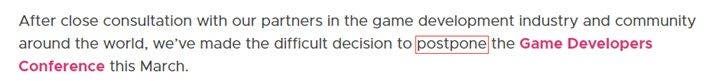 Game Developers Conference (GDC 2020) postponed