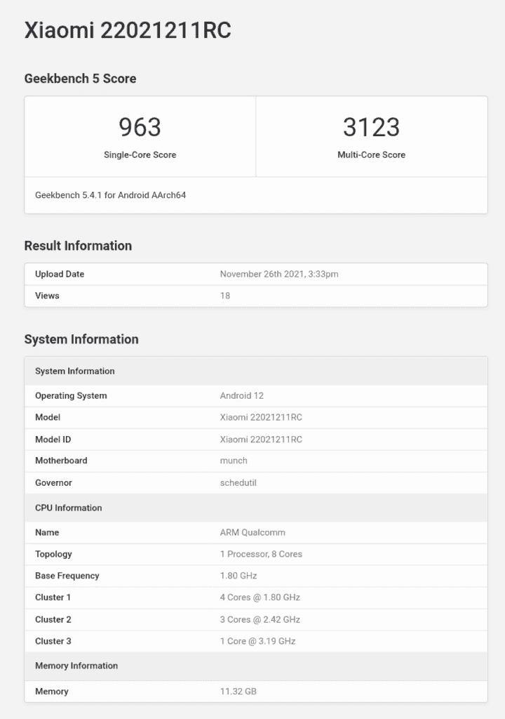Redmi K50 gaming edition with Snapdragon 8 Gen1 appears on GeekBench - comparable to Xiaomi 12 Pro