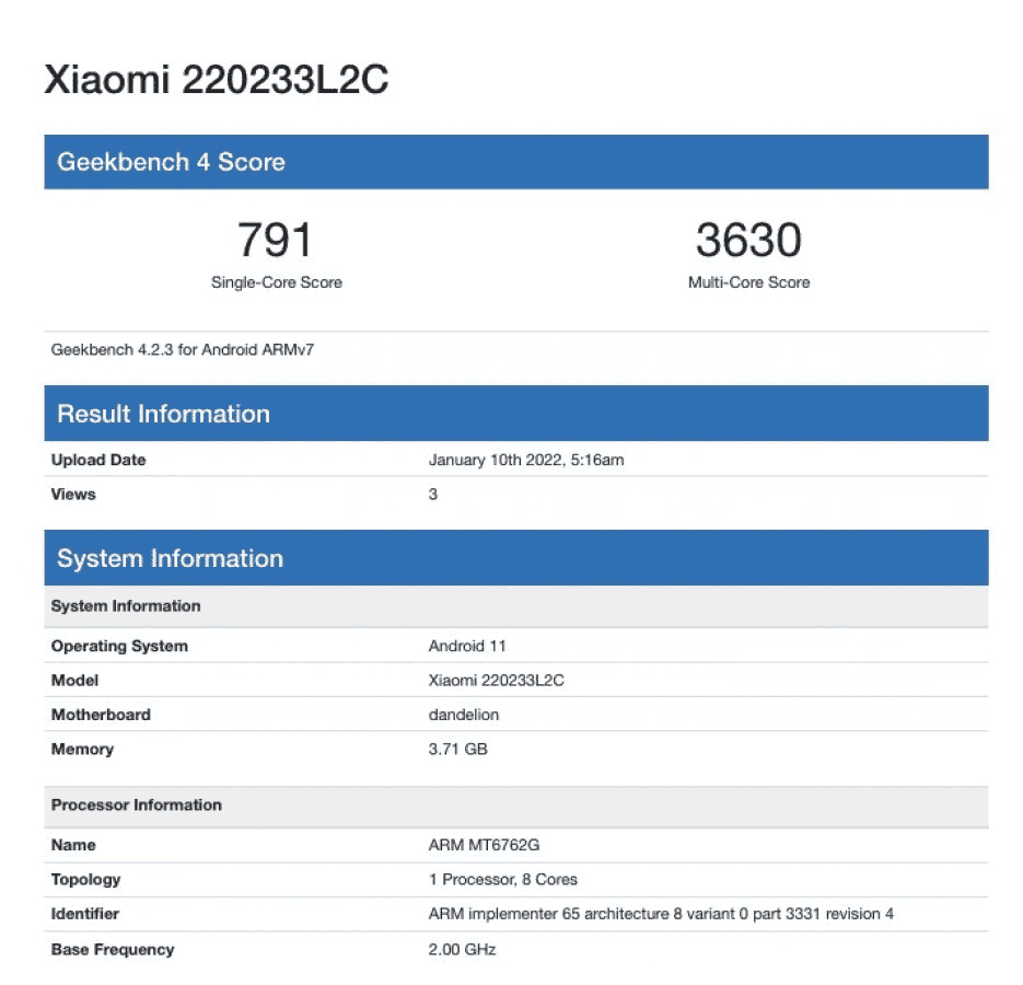 Redmi 10A passes by Geekbench and FCC, key specs revealed