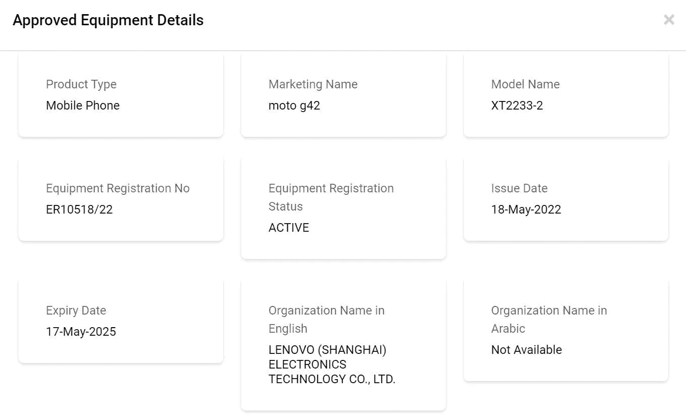 Moto G42 bags multiple certifications, design revealed