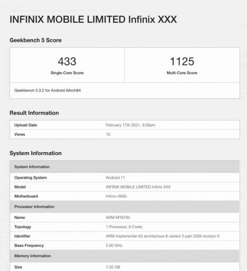 Infinix Note 10 Pro appears on GeekBench with Helio G90T