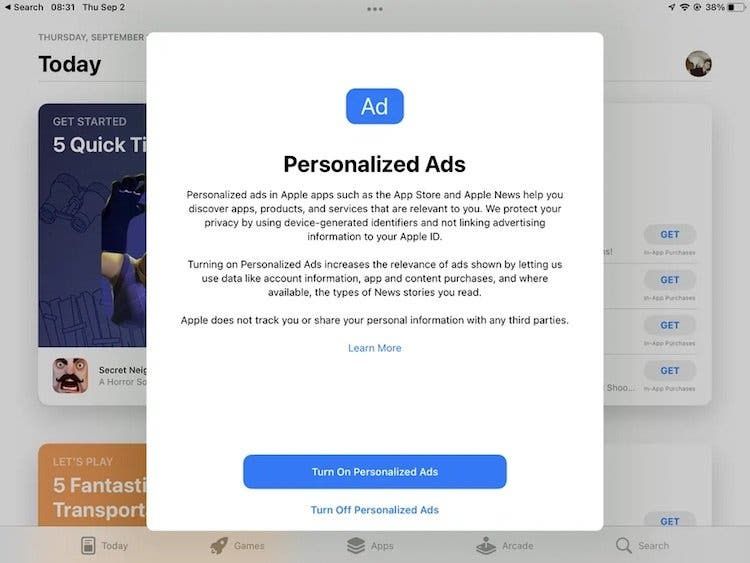 iOS 15 will ask permissions to collect personal data for displaying ads in Apple apps