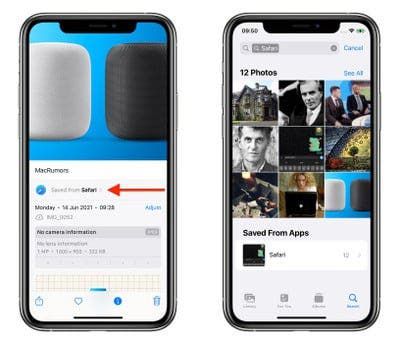 iOS 15 photo app will show the source of saved images