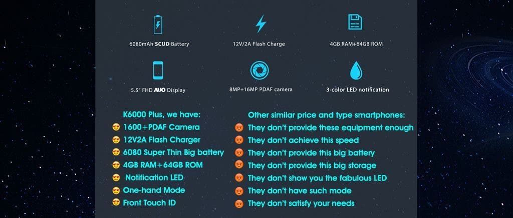 Oukitel K6000 Plus wide range flash sale for $169.99