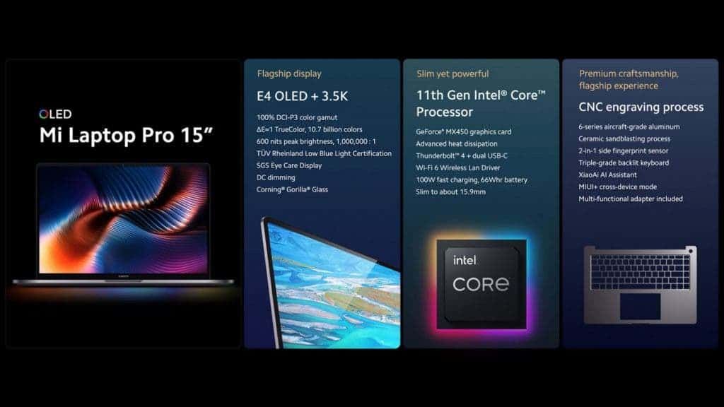 Mi Laptop Pro 15 goes official with E4 OLED display, Pro 14 comes with 120Hz LCD