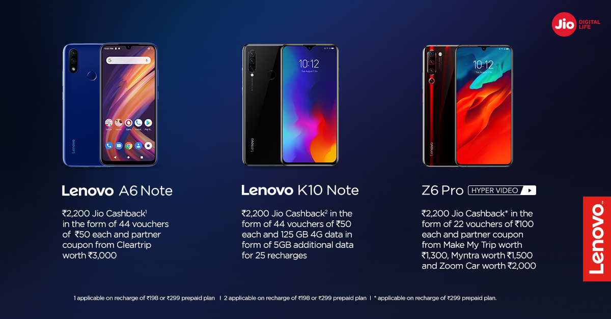 Lenovo A6 Note, K10 Note, Z6 Pro go official in India