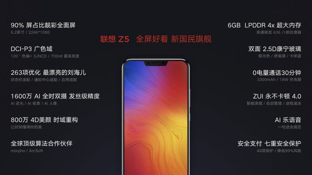 Lenovo launches the overly-hyped Lenovo Z5 with a notch priced 1,299 Yuan