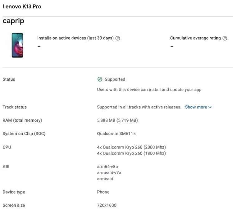 Lenovo to release the K13 Pro smartphone with Snapdragon 662 soon