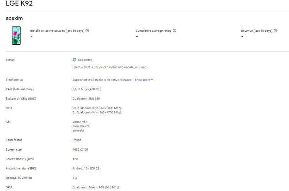 The technical characteristics of the LG K92 5G have leaked