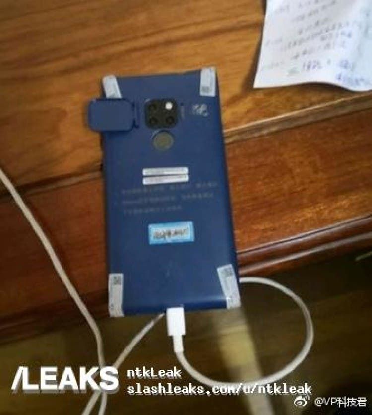 Sketchy Mate 20 Pro image surfaces, shows triple camera, rear fingeprint sensor