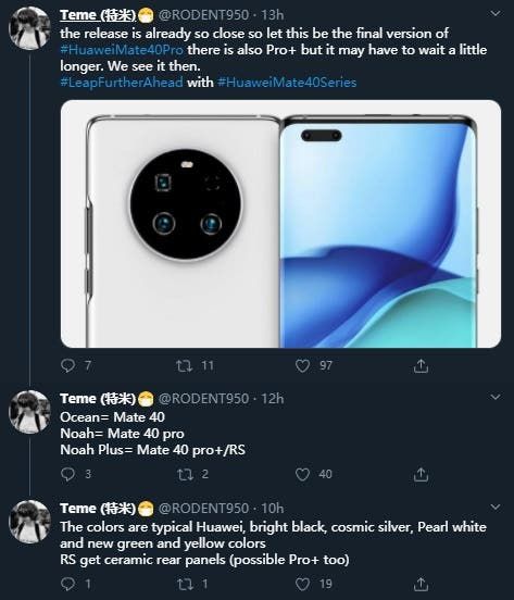 Huawei Mate 40 series will have a new yellow colour option