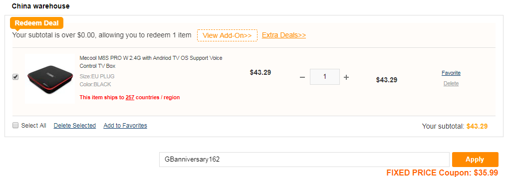 Mecool M8S Pro W TV Box With Voice Control at $35.99 [Coupon]