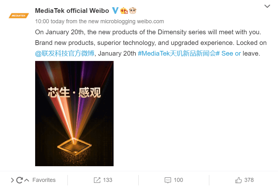MediaTek 6nm flagship chip to launch on January 20th