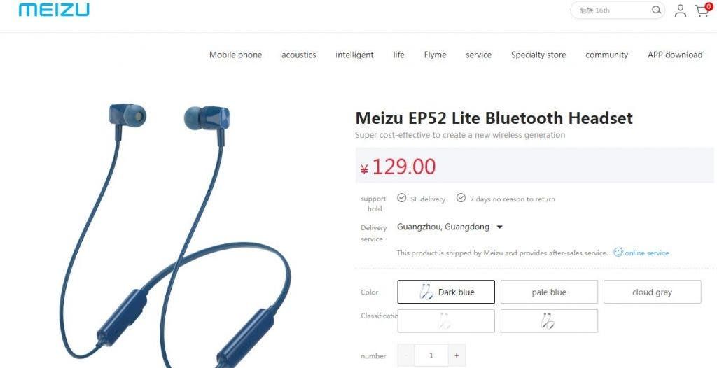Meizu EP52 Lite Sports Bluetooth Headset Released For 129 Yuan ($19)