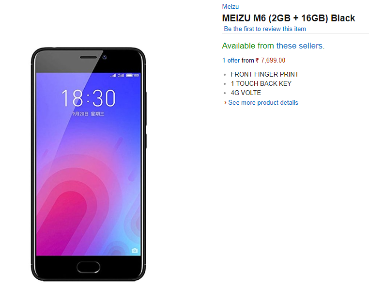 Meizu M6 gets silently launched on Amazon India without notice