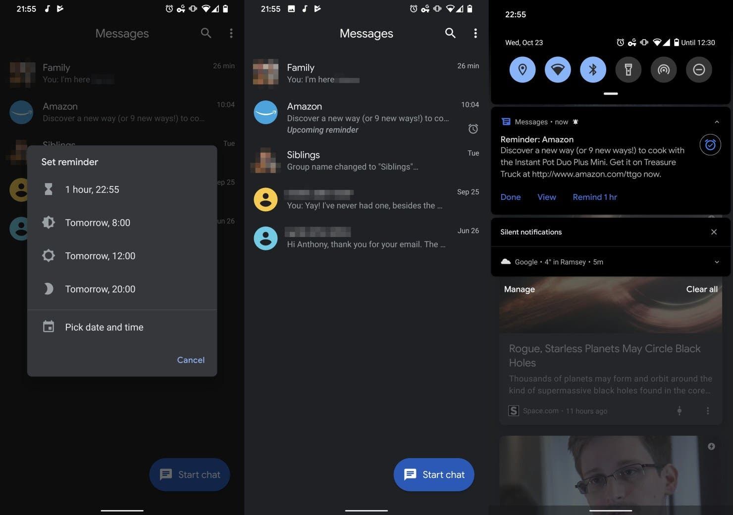 Messages: Google App adds a reminder feature