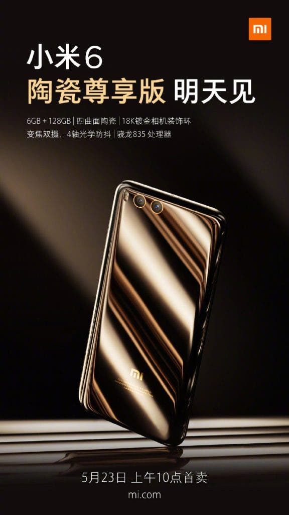 Xiaomi Mi 6 Ceramic Edition (finally) goes on sale tomorrow