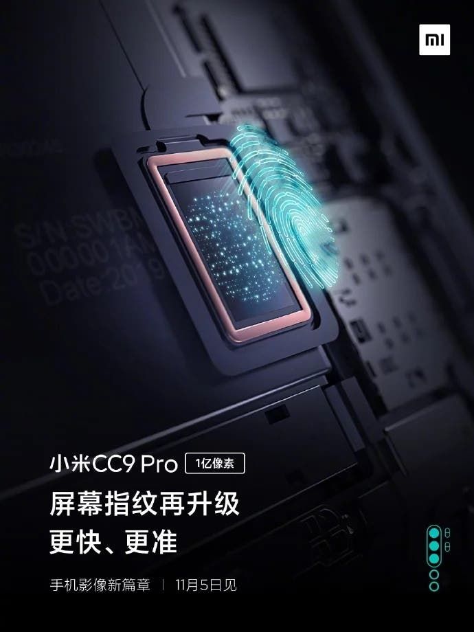 The Xiaomi Mi CC9 Pro will arrive with an advanced in-display fingerprint sensor