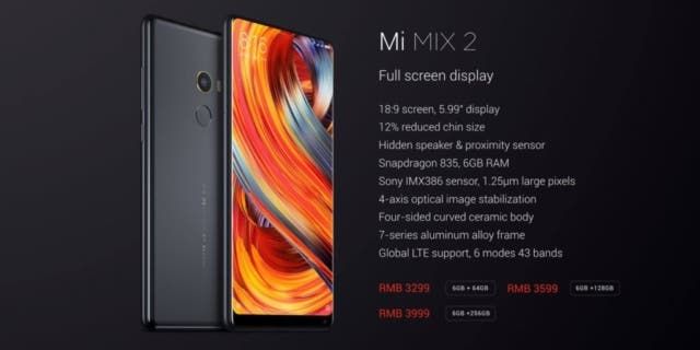 Xiaomi Mi Mix 2 launched with a 5.99-inch bezel-less display and Snapdragon 835