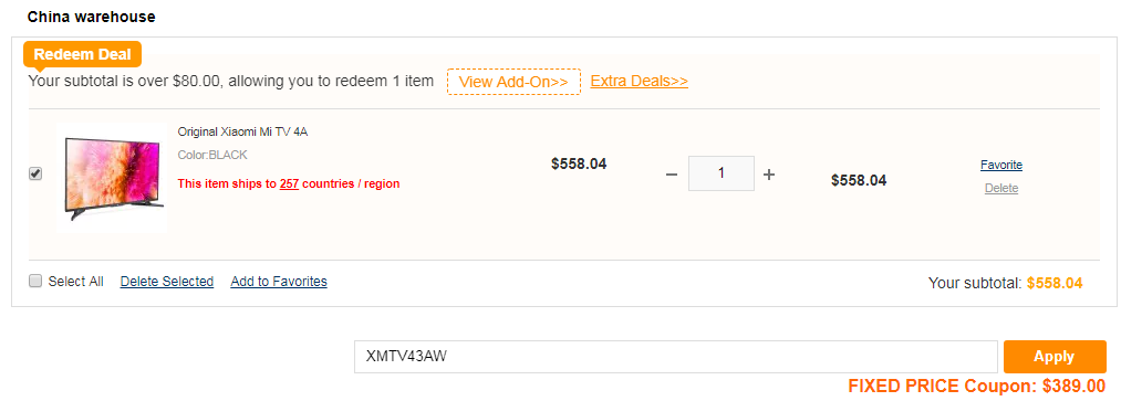 Xiaomi Mi TV 4A 43-inch Offered at $389 [Coupon]