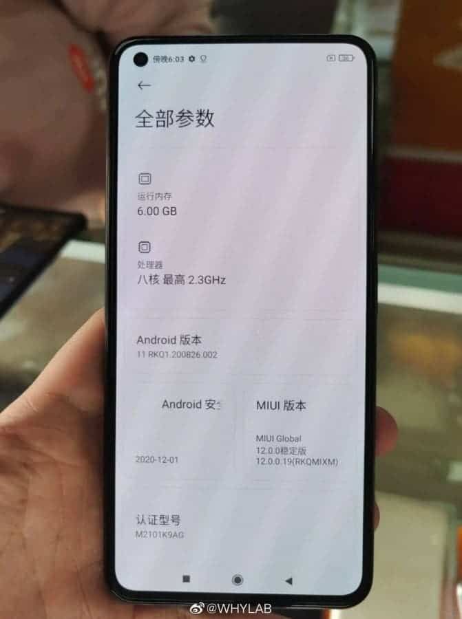 Mi 11 Lite surfaces in leaked live shots