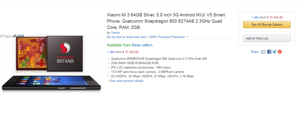 OnePlus One, Xiaomi Mi3 show up on Amazon India