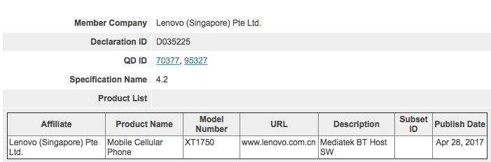 Motorola's Moto C model appears with Bluetooth SIG certification