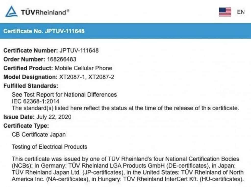 Motorola Moto G9 Plus receives TUV Rheiland's certification