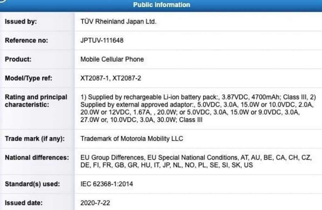 Motorola Moto G9 Plus receives TUV Rheiland's certification