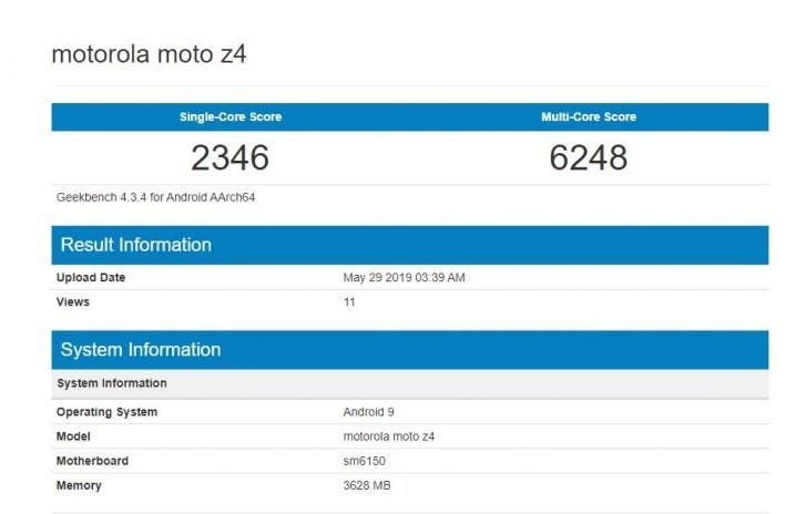 Moto Z4 shows up on Geekbench with Snapdragon 675 SoC