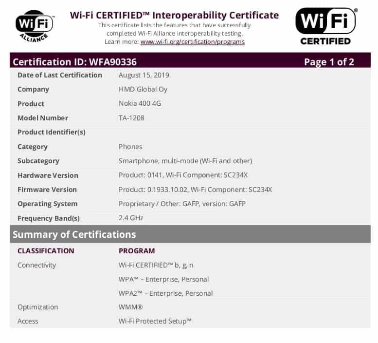 Nokia 400 4G feature phone with Google's GAFP OS to launch soon