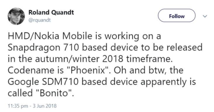 Nokia Phoenix with Snapdragon 710 said to be in the works