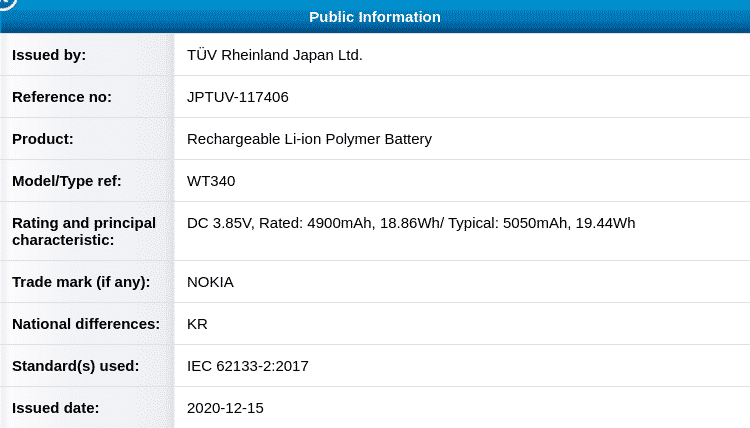 Two Nokia phones with 5,050mAh and 4,470mAh batteries get certified by TUV