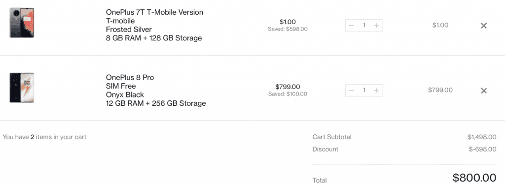 Buy a OnePlus 8 Pro and get the OnePlus 7T for $1