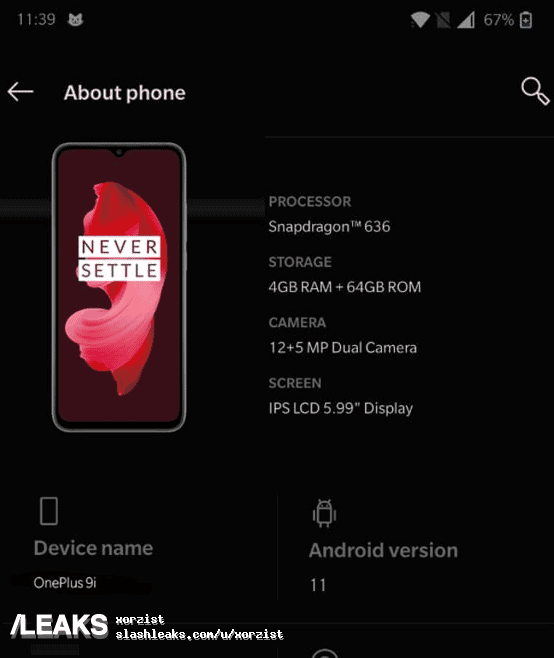 Here are the first images and specs of the upcoming OnePlus 9i