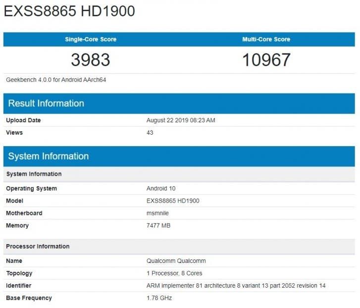 Alleged Oneplus 7T spotted on Geekbench with Android 10