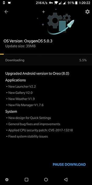 OP resumes Android Oreo roll out for Oneplus 5T