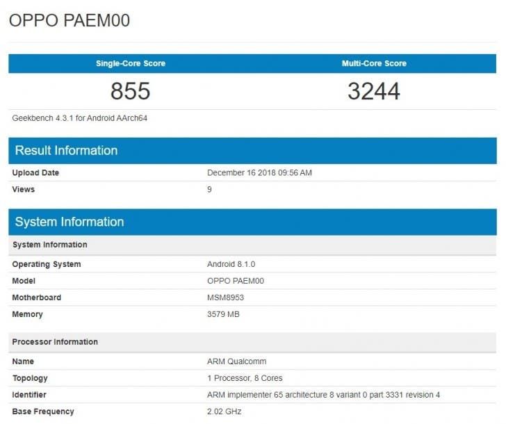New Oppo phone with dated Chipset spotted on Geekbench