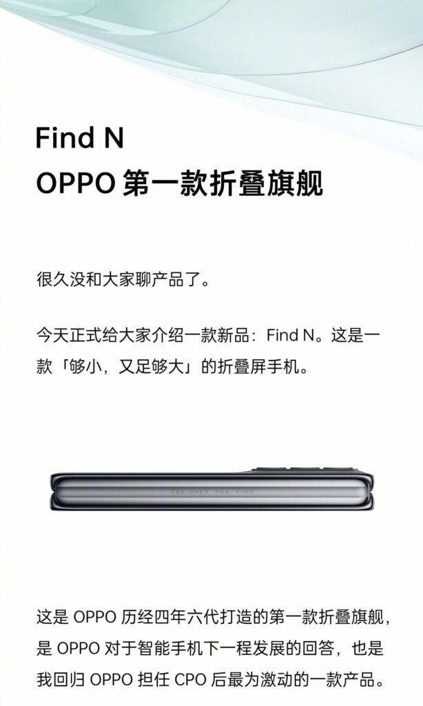 Oppo Find N is the company's first foldable smartphone