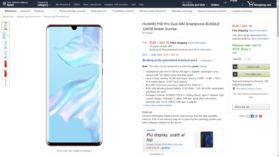 Amazon accidentally unveils P30 Pro price, launch date and more
