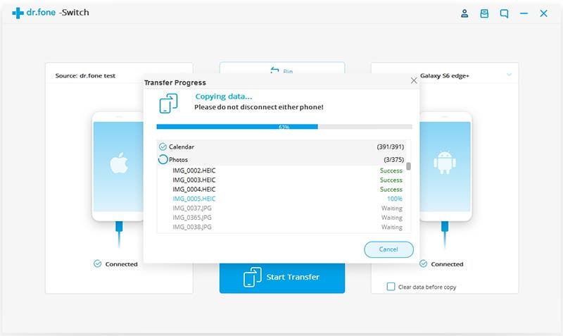 dr.Fone has 1-Click solution to Copy One Phone to Another