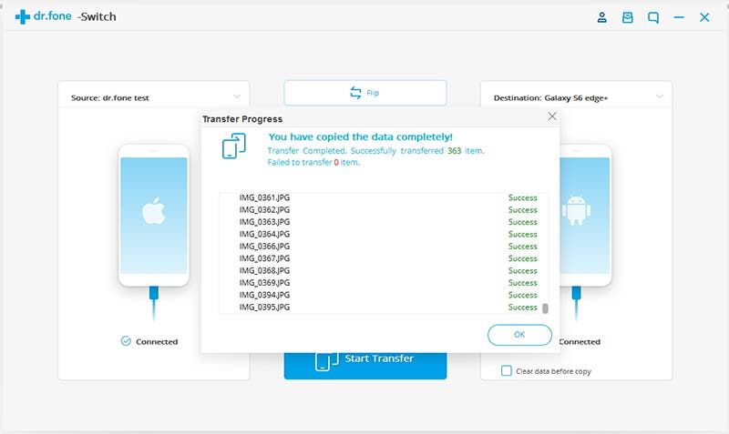 dr.Fone has 1-Click solution to Copy One Phone to Another