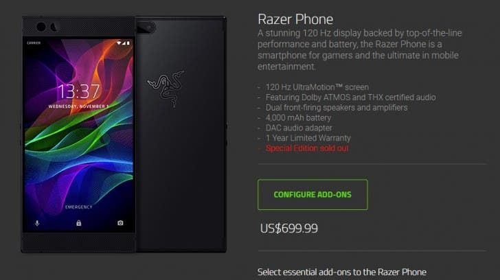 Razer Phone is now available in the US priced at 699.99$