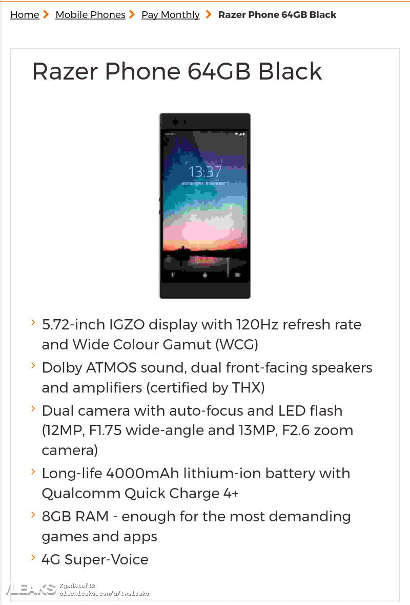 Razer phone leaked in low-quality photo ahead of launch