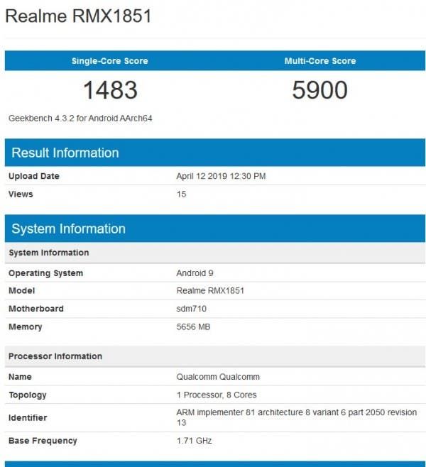 Realme 3 Pro Bluetooth SIG, Geekbench listing reveals key specifications