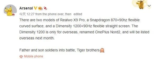OnePlus Nord 2 will be a rebranded version of the Realme X9 Pro