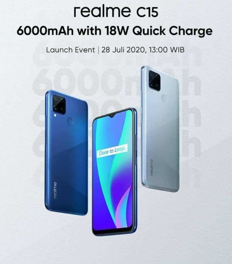 Realme C15 will go official on July 28 with a 6,000mAh battery