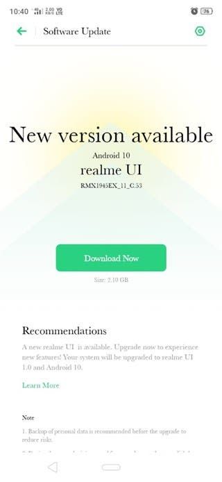 Realme C2 budget smartphone has finally received Android 10 update