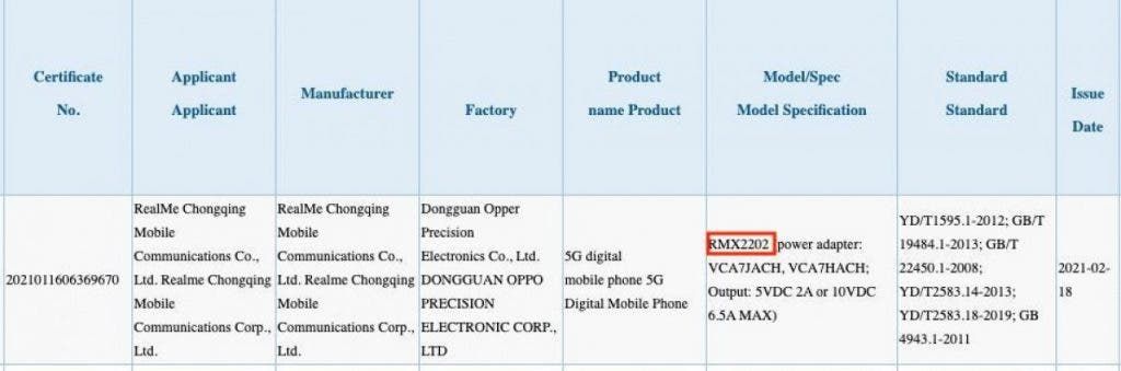 Realme GT 5G appears in 3C listing with 65W fast-charging
