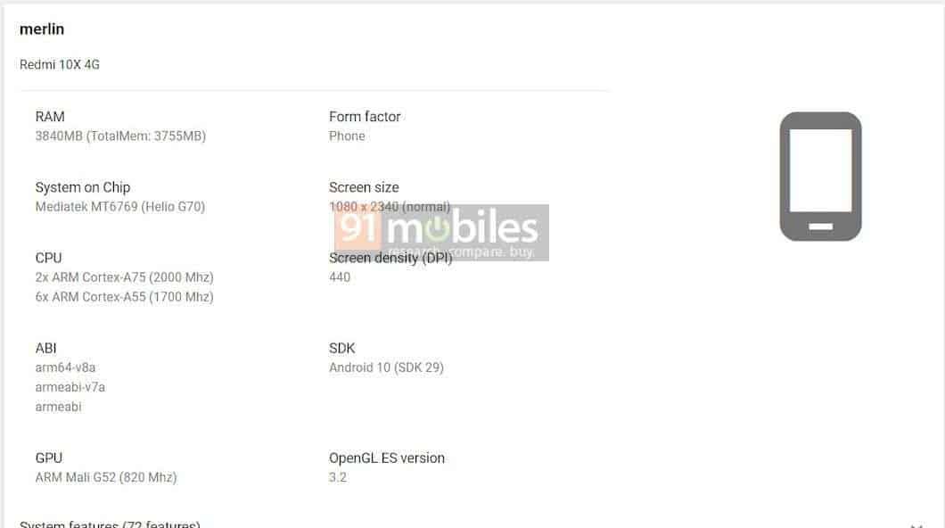 Redmi 10X pops up on Google Play Console
